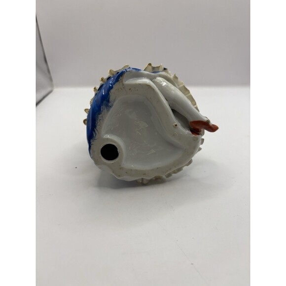 Vintage Wales Chinaware Girl In A Blue Dress Reading Made in Japan Gold Gilt - Picture 5 of 6